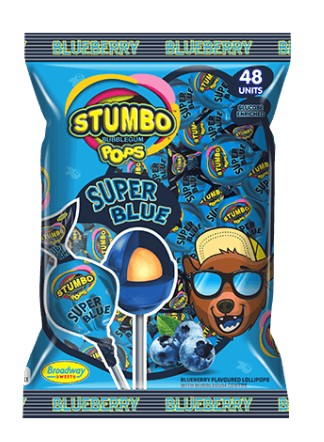 Stumbo Pops Super Blue Blueberry Lollipops 48